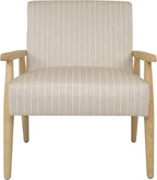 Mid-Century Modern Accent Chair, Natural Wood Frame (Beige Sripe)