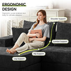 79" Boneless Cloud Loveseat Sofa Couch, Modular Foldable Floor Sofa with Ottoman, Chenille Lounge Convertible Sofa Bed for Living Room, No Assembly, Black