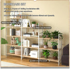 4NM No Assembly 3 Tiers Folding Bookshelf, 35" H Foldable Storage Shelves Vintage Bookcase Standing Racks Study Organizer Home Office - Natural White