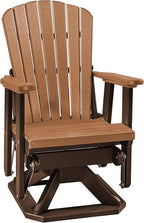DutchCrafters Slat Fan Back Poly Adirondack Swivel Glider Outdoor Patio Chair (Tudor Brown & Cedar)