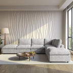 Cloud Sectional Couches for Living Room,134" Convertible L Shaped Couch with Ottoman, 6 Seater Modular Sectional Sofa,Deep Seater Furniture Sets