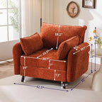 Oversized Accent Chair with All Seats Storage,Comfy Living Room Chairs with 2 Throw Pillow,Upholstered Mid-Century Armchair,24.5'' Deep Seat,Reading Chair for Bedroom,Office,Chenille,Orange