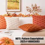 Kevin Textile Fall Pumpkins Pillow Covers 18x18 Inch Set of 2 Cute Autumn Decorative Square Pillowcases Soft Faux Fur Cushions Harvest Gift for Couch Sofa Chair Bedroom Home Decor, Rust