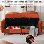 73'' Loveseat Sofa with All Seats Storage, Modular Sectional Couch with Deep Seat,Oversized Comfy Couch with 7.8'' Cushion for Living Room,Bedroom,Velet,Orange