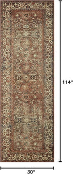 Loloi Magnolia Home by Joanna Gaines Banks Collection BAN-04 Brick/Ivory 2'-6" x 9'-6", .13" Pile Height, Machine Washable, Runner Rug
