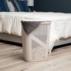 Mind Reader 60L Slim Laundry Hamper, Clothes Basket, Lid, Ventilated, Plastic, Set of 2, Ivory