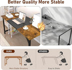 StarGraph Gaming Desk 47 Inch Modern Computer Desk Large Home Office Desks with Carbon Fiber Desktop Study Writing Work Game Desks with Sturdy Metal Frame, Rustic Brown