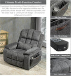 Power Lift Recliner Chairs for Elderly - Infinite Position Lay Flat Recliner with Heat & Massage Side Storage Cup Holder - USB Type C Charging - Dual Motor Lift Chair 400 lbs
