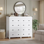 Tall 8-Drawer Dresser, Modern Wooden Storage Chest of Drawers, Dresser TV Stand, Wood Drawer Organizer with Metal Handles for Bedroom, Living Room, Hallway