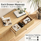 Fluted Dresser with 6 Drawers, 53.43 Inch Wood Double Dresser with Metal Handles Curved Design Wide Storage Organizer Cabinet Modern Chest Dressers for Bedroom Living Room Entryway(Oak)