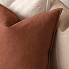 Foindtower Pack of 2, Decorative Linen Soild Throw Pillow Covers Soft Accent Cushion Case Farmhouse Neutral Pillowcase for Chair Couch Sofa Bedroom Living Room Home Decor 16 x 16 Inch Fall Rust Orange