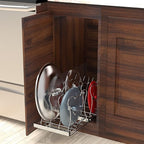 SIMPLE HOUSEWARE Organizer Pull Out Under Cabinet Sliding Shelf for Kitchen,Bathroom, Pantry Pan and Pot Lid, Silver