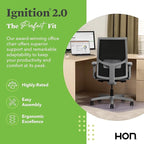 HON Ignition 2.0 Mid Back Task Chair, Spectrum Mesh, Advanced Synchro-Tilt Control, Office Chair with Lumbar Support, Height and Width Adjustable Arms, Titanium Frame, Linen