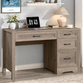 Vabches Farmhouse Executive Desk with Storage and Ample File Drawer, Rustic Large Home Writing Desk for Bedroom, Grey