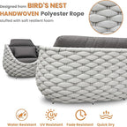 Aluminum Outdoor Seating Set: 5 Pieces Woven Rope Patio Conversation Set - Metal Sofa Set Cushioned Assembled - Modern Couch Porch Furniture for Deck Lanai Balcony Yard Poolside Hotel Resort