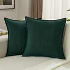 FUTEI Christmas Dark Green Chenille Throw Pillow Covers 26x26 Inch Set of 2,Edges Double-Stitched Euro Pillow Shams,Modern Home Decor for Couch Living Room