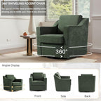 UIXE Swivel Accent Chairs Set of 2, Chenille Upholstered Arm Chair for Living Room, Modern Club Armchair Comfy Single Sofa Bedroom Reading Seat with Lumbar Pillow - Green