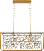 Possini Euro Design Carrine Gold Linear Island Pendant Chandelier 38 1/2" Wide Modern Clear Crystal Accents 8-Light Fixture for Dining Room House Foyer Kitchen Entryway Bedroom Living High Ceilings