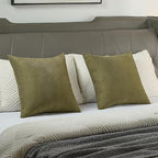 FUTEI Olive Green Chenille Throw Pillow Covers 26x26 Inch Set of 2,Soft Wide Chevron Textured Euro Pillow Shams,Farmhouse Home Decor for Couch Bed Living Room