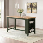 Signature Design by Ashley Gesthaven Modern Counter Height Dining Table with 3 Shelves and Trestle Base, Light Brown & Green