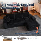 106" Oversized Couch Sofa, L Shape Couches for Living Room, No Assembly Required Corduroy Sectional Sofas with Right Facing Chaise for Home Apartment