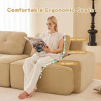 80.3” Camel Boneless Couches for Living Room, Modular Sectional Sofa, 2 Seater Comfy Upholstered Loveseat Deep Seat Corduroy Fabric Cloud Couch No Assembly, Anti-Slip Design