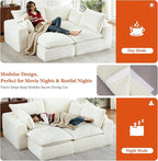 108" Sectional Couches for Living Room Boneless Couch Upholstered Cloud Couch Sectional Modular Sectional Sofa with L Shaped (Corduroy-White, 3 Seat+1 Ottoman)