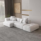 WJShome Modern Modular Sofa with Ottoman,119" L Shaped Sectional Couch, Linen Deep Loveseat with Pillows Couches for Living Room, Bedroom and Apartment,White