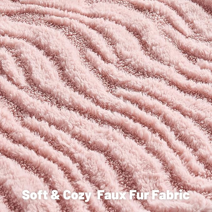 FUTEI Pink Decorative Throw Pillow Covers 20x20 Inch Set of 2,Soft Faux Fur Geometric Shapes Texture Cushion Case,Boho Home Decor for Couch Bed Living Room