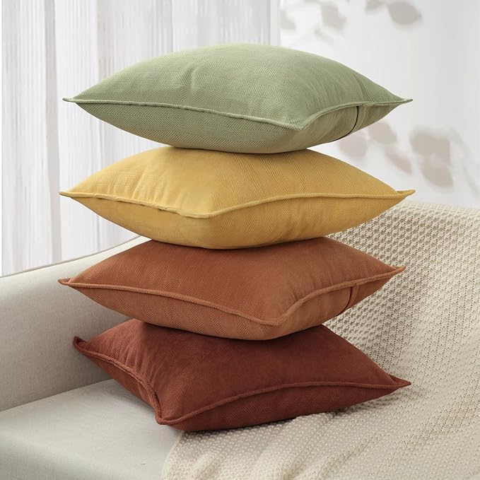 ZWJD Throw Pillow Covers 20x20 Set of 4 Chenille Pillow Covers with Elegant Design Soft and Luxurious Decorative Throw Pillows for Couch, Bed, and Home Decor