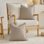 FUTEI Oatmeal Chenille Throw Pillow Covers 18x18 Inch Set of 2,Edges Double-Stitched Cushion Cases,Modern Home Decor for Couch Living Room