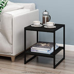 FURINNO Camnus Modern Living 2-Tier End Table, Americano, 15.9 in x 15.75 in x 18 in