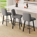 Swivel Bar Stools Set of 6, 26''H Upholstered Barstools with Backs, Modern Counter Height Bar Stool Chairs for Kitchen Island, Metal Legs, Fabric, Gray Counter Stools