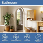 HITNET Bathroom Cabinet Wall Mounted, Rattan Medicine Cabinet, Bamboo Hanging Storage Organizer Over The Toilet with Adjustable Shelf for Living Room, Kitchen, Entryway (Natural)