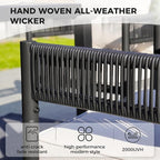 Grand patio 5-Piece Outdoor Dining Set for 4, Metal Woven Wicker Swivel Patio Chairs with Thickened Cushions & 1 Square Woodgrain Dining Table with Umbrella Hole for Backyard Deck (Black)