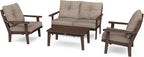 POLYWOOD® Lakeside Deep Seating Set, Mahogany/Spiced Burlap