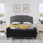 Velvet Queen Size Headboard, Upholstered Headboard Queen/Full Size Wall Mount and Bed Frame Mount, Featuring High-Density Sponge Padding Luxury Texture Easy Assembly Comfort Style-Dark Gray