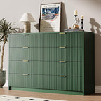 Green Dresser for Bedroom, 8 Drawer Double Dresser, Modern Chest of Drawers for Bedroom, Living Room, Entryway and Closet, 55" L x 15.7" D x 37.4" H