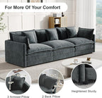 Modular Sectional Sofa, 111.5 Inch I-Shaped Cloud Sofa with Deep Seat Chenille Sofa with Cushions, Three-Self Sectional Sofa for Living Room Apartment,Gray