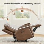 CHITA Genuine Leather Power Recliner Chair for Adults, Super Zero Gravity Recliner with Adjustable Power Headrest & USB/Type-C Ports, for Living Room, Bedroom & Home Theater, Cafe Brown