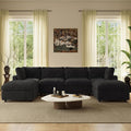 WJShome U Shaped Sectional Couch 134 Inch 4-Seater Modern Modular Sofa with 2 Ottoman,Chenille Deep Seat Couches for Living Room, Bedroom and Apartment，Black