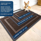 OLANLY Front Door Mat Indoor Outdoor Entrance, Waterproof All-Season, All-Weather Doormat, Sturdy Natural Rubber, Fade Resistant, Low Profile, Easy Clean Patio Porch Entryway Mat, 59x20, Dark Brown