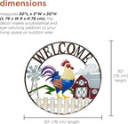 Alpine Corporation SCC578L Large Round Rooster and Farm Welcome Wall Decor, Sign for Entryway & Walkway, 30" Diameter, Multicolor