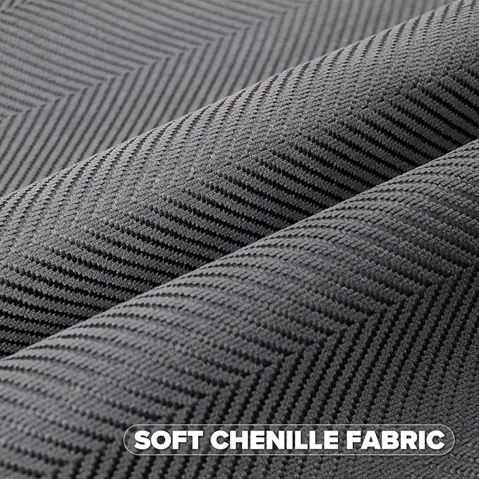 FUTEI Dark Grey Chenille Throw Pillow Covers 22x22 Inch Set of 2,Soft Wide Chevron Textured Cushion Case,Farmhouse Home Decor for Couch Bed Living Room
