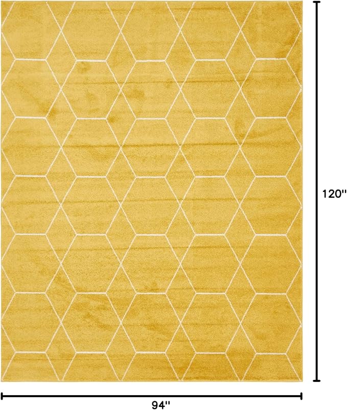 Unique Loom Trellis Frieze Collection Area Rug - Geometric (8' x 10', Yellow/ Ivory)