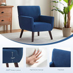 Upholstered Accent Chair,Mid Century Modern Office Fabric Small Living Room Chair with Arm,Comfy Wingback Armchair for Bedroom Reading (Blue, 2 PC)