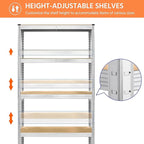 Yaheetech Standing Shelf Units, 5 Tier Storage Shelf, Heavy Duty Shelving, Adjustable Garage Shelves, Utility Rack Shelf Unit, Basement Warehouse Shed, 35.5″W× 12″D × 71″H - Silver