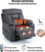 Oversized Lazy Boy Recliner Chair, 4 Motor Recliner with Power Headrest and Lumbar, Nursing Lift Chair with Vibrating Massage and Heated Seat