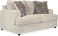 Signature Design by Ashley Soletren Contemporary Chenille Loveseat with 2 Accent Pillows, Off-White