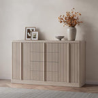 Buffet Cabinet with Storage, 60" Fluted Sideboard with 4 Drawers & 2 Door–Modern Accent Buffet Cabinet with Adjustable Shelves, Credenza Storage Cabinet for Kitchen Living Room, White Alder(1PC)